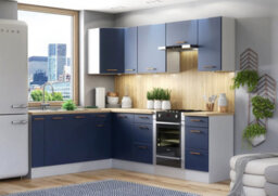 Impact Furniture Corner Kitchen Cabinets Set Complete 11 Units L Shaped 250 X 200Cm Dark Navy Blue Cupboards Diy Nora - thumbnail 2