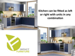 Impact Furniture Corner Kitchen Cabinets Set Complete 11 Units L Shaped 250 X 200Cm Dark Navy Blue Cupboards Diy Nora - thumbnail 3