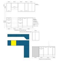 Impact Furniture Corner Kitchen Cabinets Set Complete 11 Units L Shaped 250 X 200Cm Dark Navy Blue Cupboards Diy Nora - thumbnail 4