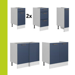 Impact Furniture Corner Kitchen Cabinets Set Complete 11 Units L Shaped 250 X 200Cm Dark Navy Blue Cupboards Diy Nora - thumbnail 5