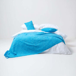 Homescapes Nirvana Cotton Teal Rectangular Cushion Cover, 30 X 50 Cm - thumbnail 4