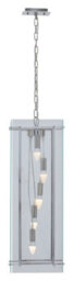 Orsina 5 Bulb Pendant Light, Industrial Farmhouse Rectangular Ceiling Fixture, Clear Glass Shade With Nickel Finish - thumbnail 1