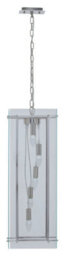 Orsina 5 Bulb Pendant Light, Industrial Farmhouse Rectangular Ceiling Fixture, Clear Glass Shade With Nickel Finish - thumbnail 4