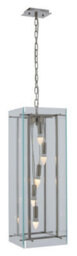 Orsina 5 Bulb Pendant Light, Industrial Farmhouse Rectangular Ceiling Fixture, Clear Glass Shade With Nickel Finish - thumbnail 2