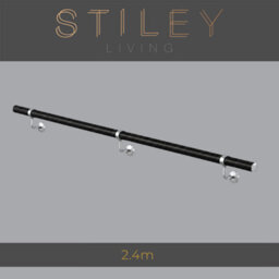 Stiley Living Carbon Black Woodgrain Effect/chrome Stair Handrail Kit 2.4M, Wall Mounted Banister Rail, 10Yr Guarantee - thumbnail 3