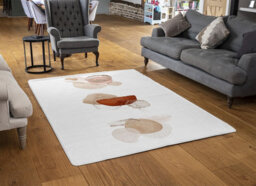 Benjamin Tate Design Ivory, Beige Watercolor Illustration And Gold Elements Designer Special Soft Home Rug - thumbnail 2