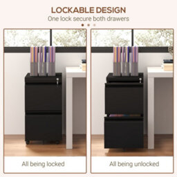 Vinsetto Steel File Cabinet With Lock Hanging Bar For Letter A4 Legal, Black - thumbnail 6