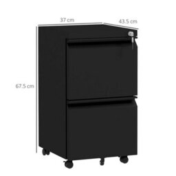 Vinsetto Steel File Cabinet With Lock Hanging Bar For Letter A4 Legal, Black - thumbnail 3