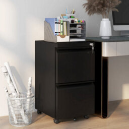 Vinsetto Metal File Cabinet With Lock Hanging Bar For Letter A4 Legal, Black