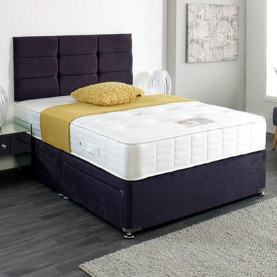 Divan Base Direct Dura Bed Pocket Memory 1000 Pocket Sprung Memory Foam Divan Bed Set 3Ft Single 2 Drawers Side - Naples Black - image 1