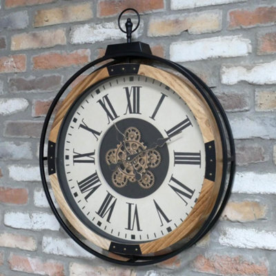 Oakleystone Northern Industrial Clock With Cogs Wall Mounted Home Decor - image 1