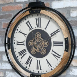Oakleystone Northern Industrial Clock With Cogs Wall Mounted Home Decor - thumbnail 4