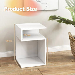 S Shaped Bedside Table Contemporary Side Table Couch End Table W/ 2 Open - thumbnail 2