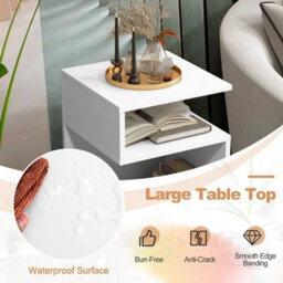 S Shaped Bedside Table Contemporary Side Table Couch End Table W/ 2 Open - thumbnail 5