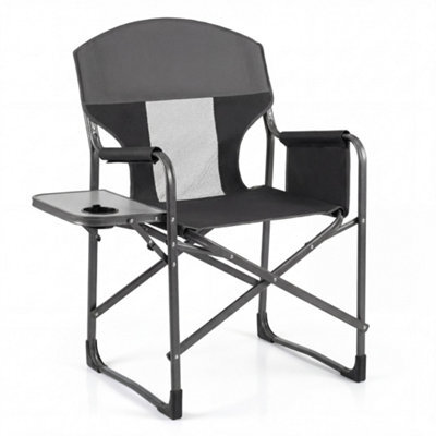 Gainoom Folding Camping Chair Black Oversized Padded Portable Directors Chair Outdoor Heavy Duty Beach Chair With Cup Holder - image 1