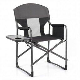 Gainoom Folding Camping Chair Black Oversized Padded Portable Directors Chair Outdoor Heavy Duty Beach Chair With Cup Holder - thumbnail 1
