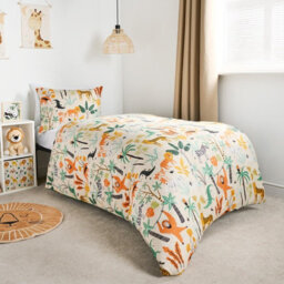 OHS Safari Duvet Cover Set Reversible Quilt Soft Pillowcase Bedding, Green - Single - thumbnail 3