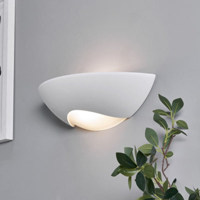 Litecraft Ceramic Uplighter White With Diffuser Wall Light