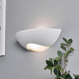 Litecraft Ceramic Uplighter White With Diffuser Wall Light - thumbnail 1