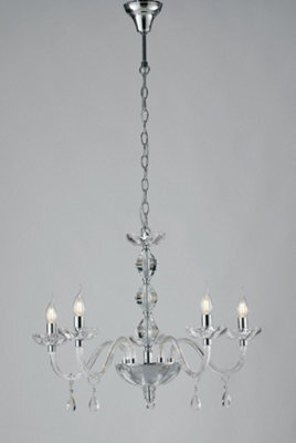 Luminosa Lighting Luminosa Riflesso 5 Light Chandeliers Chrome, Crystal 70X53Cm