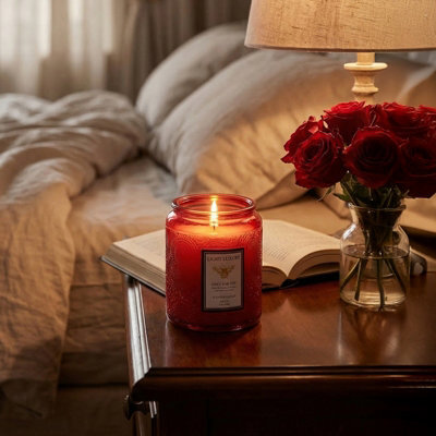 Darphe Red Embossing Glass Cup Soy Wax Orange Breeze After Rain Scented Candle With Lid, 7Cm (Dia.) X 9Cm (H) - image 1