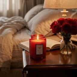 Darphe Red Embossing Glass Cup Soy Wax Orange Breeze After Rain Scented Candle With Lid, 7Cm (Dia.) X 9Cm (H)