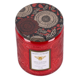 Darphe Red Embossing Glass Cup Soy Wax Orange Breeze After Rain Scented Candle With Lid, 7Cm (Dia.) X 9Cm (H) - thumbnail 3
