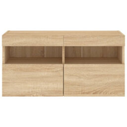 Berkfield Tv Wall Cabinet With Led Lights Sonoma Oak 80X30X40 Cm - thumbnail 9