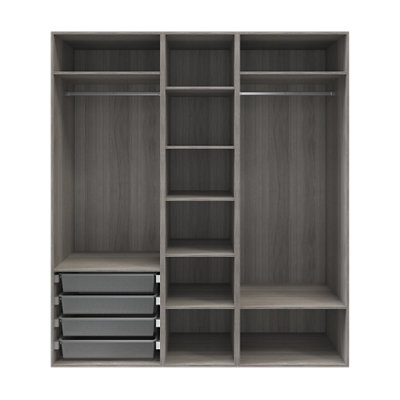 GoodHome Atomia Freestanding Grey Oak Effect Particle Board Wardrobe, Clothing & Shoes Organiser (H)2250mm (W)2000mm (D)580mm - image 1