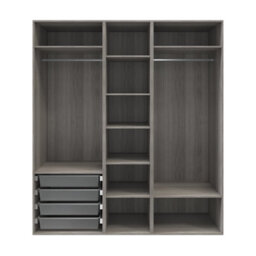 GoodHome Atomia Freestanding Grey Oak Effect Particle Board Wardrobe, Clothing & Shoes Organiser (H)2250mm (W)2000mm (D)580mm - thumbnail 1