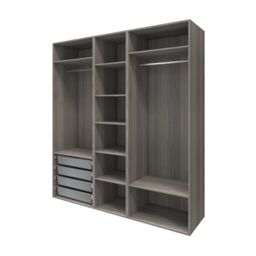 GoodHome Atomia Freestanding Grey Oak Effect Particle Board Wardrobe, Clothing & Shoes Organiser (H)2250mm (W)2000mm (D)580mm - thumbnail 2