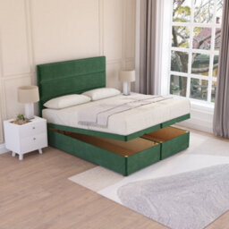 Sloomy Texas End Lift Ottoman Bed 4Ft6 With Sprung Memory Mattress - Emerald Plush & Headboard- Double - thumbnail 3