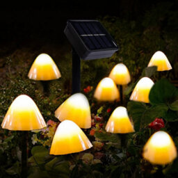 12Led Solar Mushroom Light Fairy String Lights Led Light Garden Decor Outdoor  Warm White (15.5 Ft) - thumbnail 2