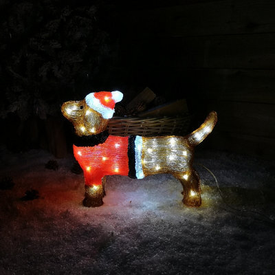 Samuel Alexander 36Cm Indoor Outdoor Acrylic Dachshund Christmas Decoration With 48 Ice White Leds - image 1