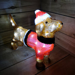 Samuel Alexander 36Cm Indoor Outdoor Acrylic Dachshund Christmas Decoration With 48 Ice White Leds - thumbnail 4