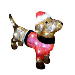Samuel Alexander 36Cm Indoor Outdoor Acrylic Dachshund Christmas Decoration With 48 Ice White Leds - thumbnail 7