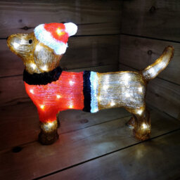 Samuel Alexander 36Cm Indoor Outdoor Acrylic Dachshund Christmas Decoration With 48 Ice White Leds - thumbnail 5
