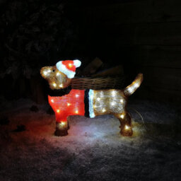 Samuel Alexander 36Cm Indoor Outdoor Acrylic Dachshund Christmas Decoration With 48 Ice White Leds - thumbnail 8