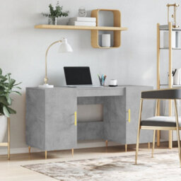 Berkfield Desk Concrete Grey 140X50X75 Cm Engineered Wood - thumbnail 1