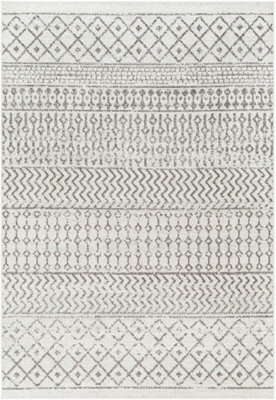 Livabliss Elaziz-Geometric Cream Charcoal Grey Global Living Dining Bedroom Rug 200 X 275 Cm Easy Care, Non Shedding - image 1