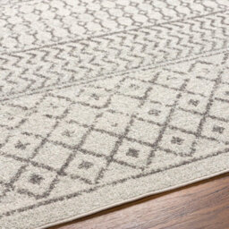 Livabliss Elaziz-Geometric Cream Charcoal Grey Global Living Dining Bedroom Rug 200 X 275 Cm Easy Care, Non Shedding - thumbnail 3