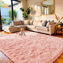 Aspire Homeware Non Slip Pink Shaggy Rug Soft Fluffy Washable, Living Room And Dining Room Rug, (L)230Cm X (W)160Cm - thumbnail 1