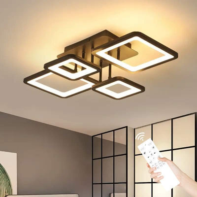 Pheashine Black Square Acrylic Led Ceiling Light 54W Dual Frame Dimmable With Remote 220V - image 1