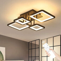 Pheashine Black Square Acrylic Led Ceiling Light 54W Dual Frame Dimmable With Remote 220V