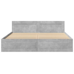 Walplus Bed Frame With Headboard Without Mattress Concrete Grey 200X200 Cm - thumbnail 5