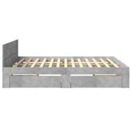 Walplus Bed Frame With Headboard Without Mattress Concrete Grey 200X200 Cm - thumbnail 6