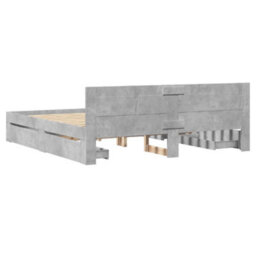 Walplus Bed Frame With Headboard Without Mattress Concrete Grey 200X200 Cm - thumbnail 7