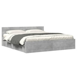 Walplus Bed Frame With Headboard Without Mattress Concrete Grey 200X200 Cm - thumbnail 2