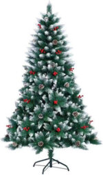 Shatchi 5Ft Balmoral Fir Christmas Tree With 480 Tips - Flocked Tips, Berries And Pine Cones Decoration - thumbnail 4