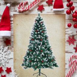 Shatchi 5Ft Balmoral Fir Christmas Tree With 480 Tips - Flocked Tips, Berries And Pine Cones Decoration - thumbnail 3